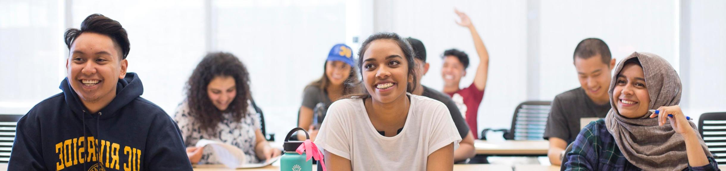 Smiling students in classroom 